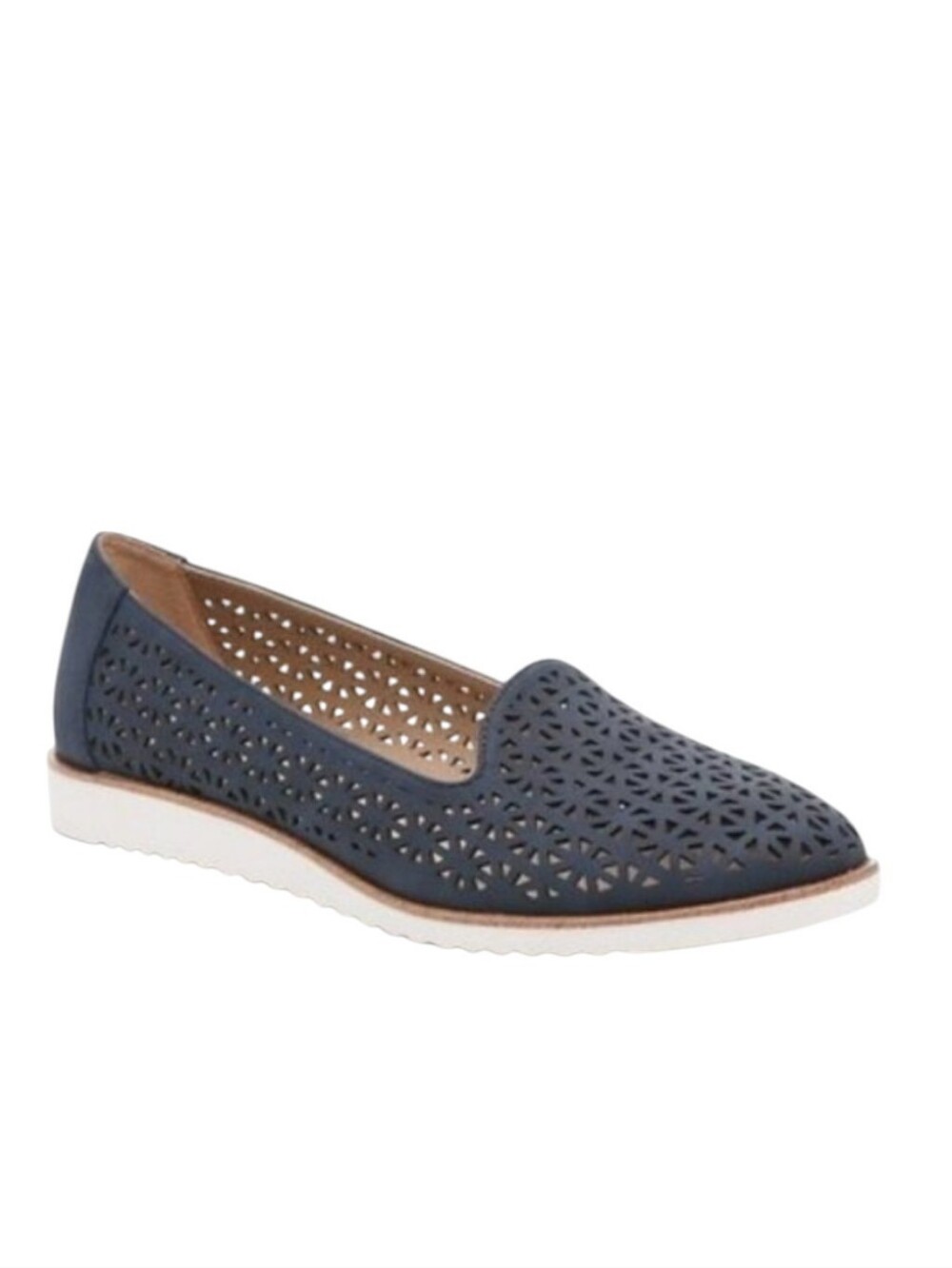 LifeStride Velocity Zamora Memory Foam Navy Blue Laser Cut Perforated Loafer 9